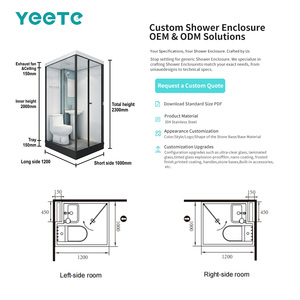Cabine de douche pivotante YEETE en chrome poli, verre trempé 8 mm, pour salle de bain, vente en gros, présentoir de salle d'exposition, stock pour revendeurs - Product Image 4