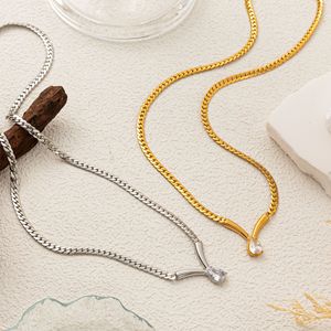 Collar de circón Marquesa sin deslustre para mujer, gargantilla de <span class=keywords><strong>serpentina</strong></span> delgada, joyería de acero minimalista moderna al por mayor - Product Image 5