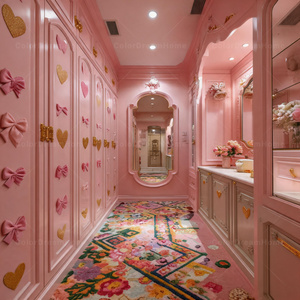 Armario <span class=keywords><strong>Vestidor</strong></span> Rosa para Niña, Armario Personalizado con Lazo Dorado, Armario de Lujo con Lazo, Mueble de Princesa - Product Image 3