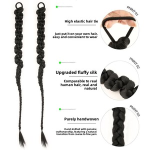 Perruque tressée pour femme, style européen et américain, avec mèches bouclées effet machine, queues de cheval à double trame, dreadlocks torsadées, doubles queues de cheval hautes - Product Image 2