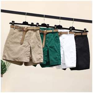Shorts élégants pour femmes, été décontracté avec short ceinture Version coréenne des jupes pantalons A-line taille haute à boutons à la mode - Product Image 2