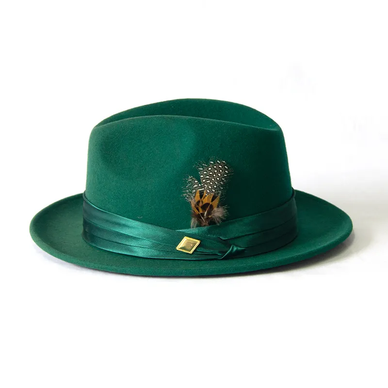 مباشرة بيع واسعة حافة قبعة فيدورا من الصوف قبعات فيدورا للنساء النساء حزب الموسيقى مهرجان الأزياء قبعات فيدورا