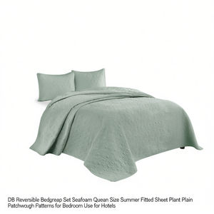 Ensemble de couvre-lit réversible DB Seafoam, taille Queen, motif patchwork végétal, pour chambre à coucher, utilisation en hôtel - Product Image 1