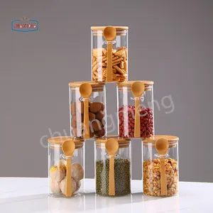 Glass Spice Jars, Set of Airtight Glass Containers with Lids, Kitchen Storage Jars for Tea and Spices, Reusable