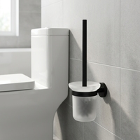 Support mural pour brosse de toilette en acier inoxydable 304 noir, support pour brosse de nettoyage WC
