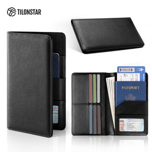 Tilonstar ที่ใส่เอกสารเดินทางแบบ TPW100P, ที่ใส่พาสปอร์ตกระเป๋าสตางค์แบบสองพับได้ทำจากหนังแท้ติดหน้าต่างบัตรประจำตัวแบบใส - Product Image 3