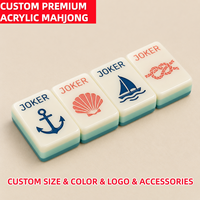 Tuiles de Mahjong Peintes à la Main avec Précision, Thème Nautique, Teinte Menthe Américaine, en Acrylique, pour Jeu de Table Vacances en Bord de Mer