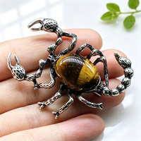 Pendentif Scorpion en Alliage en Gros avec Corps en Pierre de Cristal Naturel Mélangé, Breloque Gothique pour Femme et Homme, Cadeau Bijou