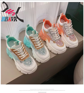 Chaussures à lacets en maille pour femme, style plateforme, rehaussantes, pour la marche, nouveaux modèles - Product Image 6