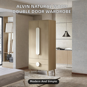Armario Moderno de Madera Alvin con Puertas Dobles y 2 Cajones para Dormitorio, Apartamento o Comedor - Product Image 2