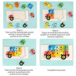 Holesale-rompecabezas 3D de formas de tráfico de animales para niños, juguete educativo cognitivo para Educación Temprana, rompecabezas ESTÉREO - Product Image 5