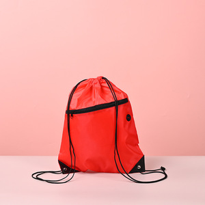 Sacs à dos à cordon avec poche zippée en polyester 210D 420D personnalisés avec logo recyclable réutilisable pour la promotion, le sport, la randonnée - Product Image 5