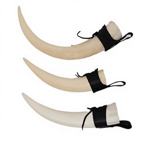 Corne à boire de style animal viking avec ceinture en cuir, bordure en laiton, faite à la main, écologique, sans danger pour les aliments, corne véritable - Product Image 3