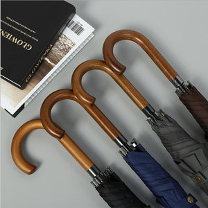 Parapluie de golf personnalisé de 27 pouces de haute qualité avec logo imprimé, manche droit en bois, cadre en fibre de verre, 8 baleines, cadeau d'affaires - Product Image 3