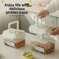Pot de conservation et récipient à kimchi en plastique blanc de style coréen, breveté, avec poignée, capacité de 3,1 à 4 L, pour une utilisation en cuisine