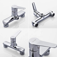 Mitigeur de douche à levier unique, ensemble de robinet de salle de bain rond, avec combiné, tuyau, support, ensemble de robinet de douche à finition chromée