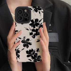 Funda de Teléfono de Lujo con Flores de Tinta Negra y Blanca para Samsung A54 A31 A51 A53 A33 A32 A72 A22 A23 A14 M22, Funda de Cuero Resistente a Impactos - Product Image 4