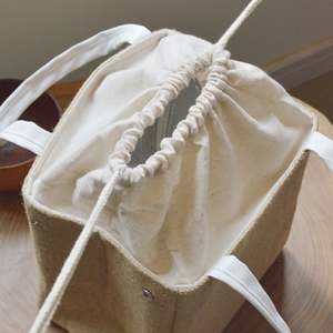 Sac isotherme rétro personnalisé en coton et lin, durable, avec cordon de serrage, pour le stockage des aliments, le déjeuner, le travail, les pique-niques, la plage - Product Image 4