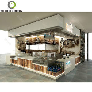 Conception de kiosque de centre commercial de café haut de gamme, conception moderne de vitrine de café avec éclairage LED, vitrine de présentation de café - Product Image 2