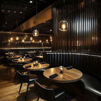 Ensemble de canapés et banquettes rembourrés de luxe moderne pour café, table à manger en bois et chaises pour restaurant, mobilier commercial de bar