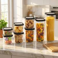 Récipient de stockage de nourriture sèche en plastique transparent empilable, hermétique, sans BPA, moderne pour la cuisine et le garde-manger