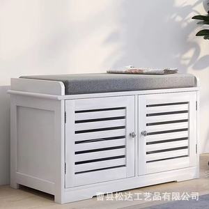 Wooden <b>shoe</b> changing stool, <b>shoe</b> cabinet, entrance <b>shoe</b> bench, solid wood <b>shoe</b> <b>rack</b>, simple <b>storage</b> stool, long bench. - Product Image 3
