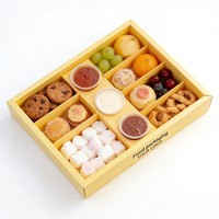Boîte à biscuits en carton ondulé kraft biodégradable avec compartiment pour sauce, boîte rectangulaire pour biscuits au chocolat avec séparateur