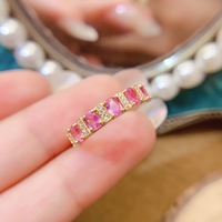 Factory Wholesale Romantic 925 Sterling Silver Natural Pink Sapphire Ring Wedding Band Fine Jewelry Anniversary Party Gift