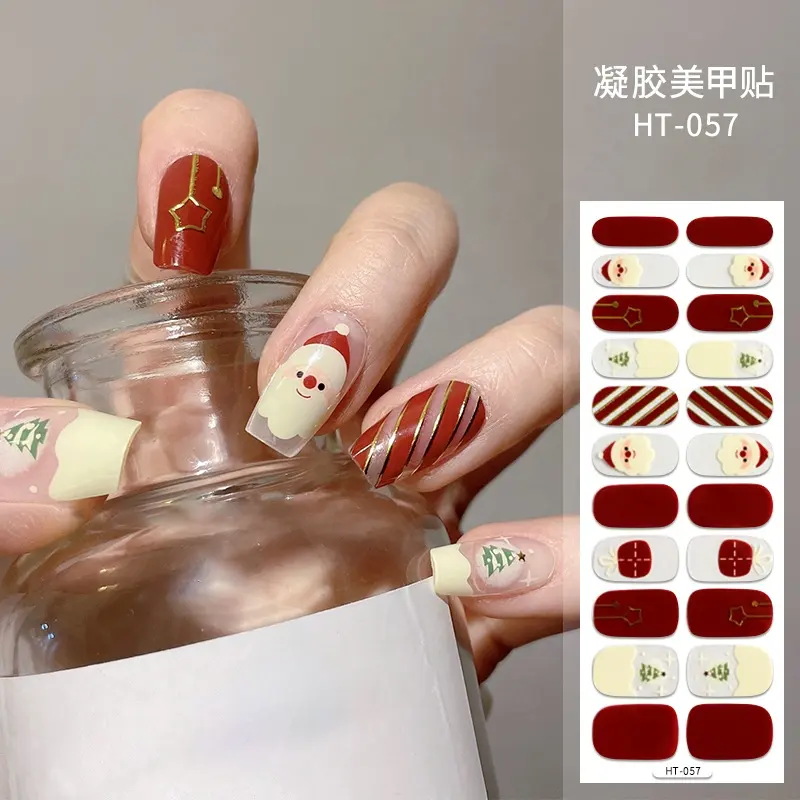 Customize Semi Cured Nail Wraps Without Uv Lamp New Design 22 Gel Nail Strips Nail Polish Stickers
