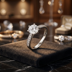 Bague en or blanc 14 carats avec diamant de laboratoire personnalisé 1CT 2CT 3CT pour mariage, fiançailles, fête, cadeau avec gravure - Product Image 5