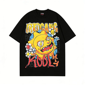 T-shirt à manches courtes en coton 100% de haute qualité, imprimé numériquement avec un visage souriant Glo Gang Sunny, design vierge, pour hommes et femmes - Product Image 1