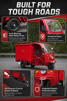 Tricycle électrique fermé d'usine avec portes latérales et arrière, moteur 3000W, charge utile 600-1500kg, vitesse maximale 35-40km/h pour un chargement facile