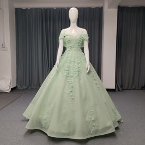 Lsany210 Luxury Sage Green Quinceanera Dresses 3D Beading Floral Lace Plus Size <b>Maternity</b> <b>Ball</b> <b>Gown</b> for - Product Image 2