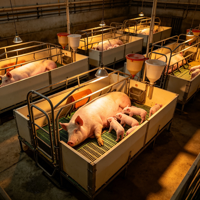 Cage de maternité pour truies de style européen, galvanisée à chaud, réglable, avec panneau en PVC pour ferme porcine moderne