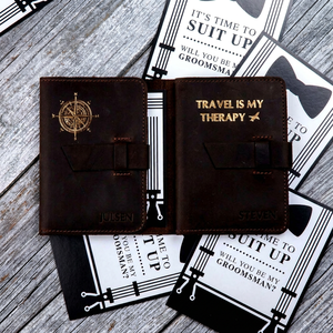 Porta Pasaportes de Cuero Genuino de Alta Calidad, Ecológico, con Bloqueo RFID, Personalizable con Logotipo, Nuevo - Product Image 1