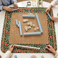 Tapis de jeu de Mahjong pliable haut de gamme, silencieux, en caoutchouc, avec bords cousus, motif Chinoiserie, idéal pour les fêtes