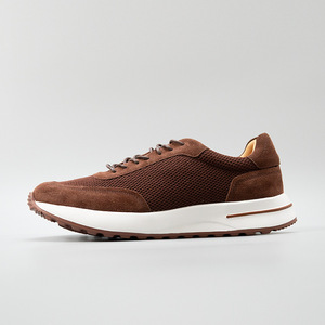 Zapatos Deportivos Casuales para Hombre, Color Marrón Claro, Transpirables, con Malla y Cuero Vacuno, con Cordones, Plantilla EVA Acolchada, para Verano - Product Image 1