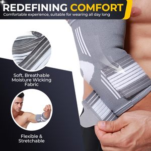 Özel Logolu Nefes Alabilen Dirsek Koruyucu Elastik Baskı Bantlı Kaymaz Koruyucu Ekipman Kompresyon Kollu Sporlar İçin Dirsek Bandajı - Product Image 3