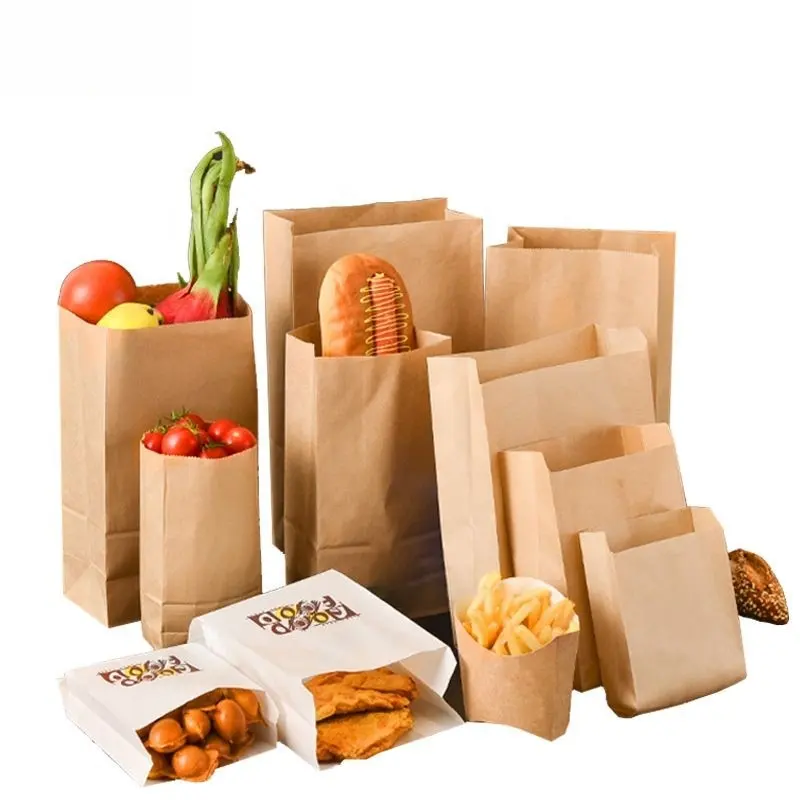 Greaseproof Kraft Paper Treat Bag Kraft Paper Food Lunch Bag Toast Bread Food Paper Bag