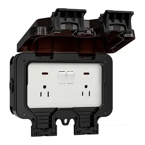 American 110V waterproof socket IP66 two gang American standard 15A outdoor socket with switch