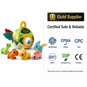Casa de Almacenamiento de Juguetes de Peluche con Forma de Huevo de Dinosaurio, Set de 5 Dinosaurios de Peluche Suaves, Juego Educativo Montessori para Niños, Juego Sensorial de Simulación, Regalo - Product Image 5