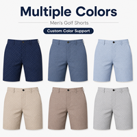 Shorts de golf pour hommes à imprimé géométrique bleu ciel personnalisé, bas de pantalon extensibles à séchage rapide, OEM ODM, étiquette privée, approvisionnement en gros