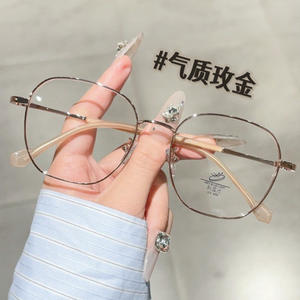 Monture de lunettes optiques géométriques en métal 31206 pour femmes, monture intégrale, verres PC anti-lumière bleue, lunettes de vue. - Product Image 4