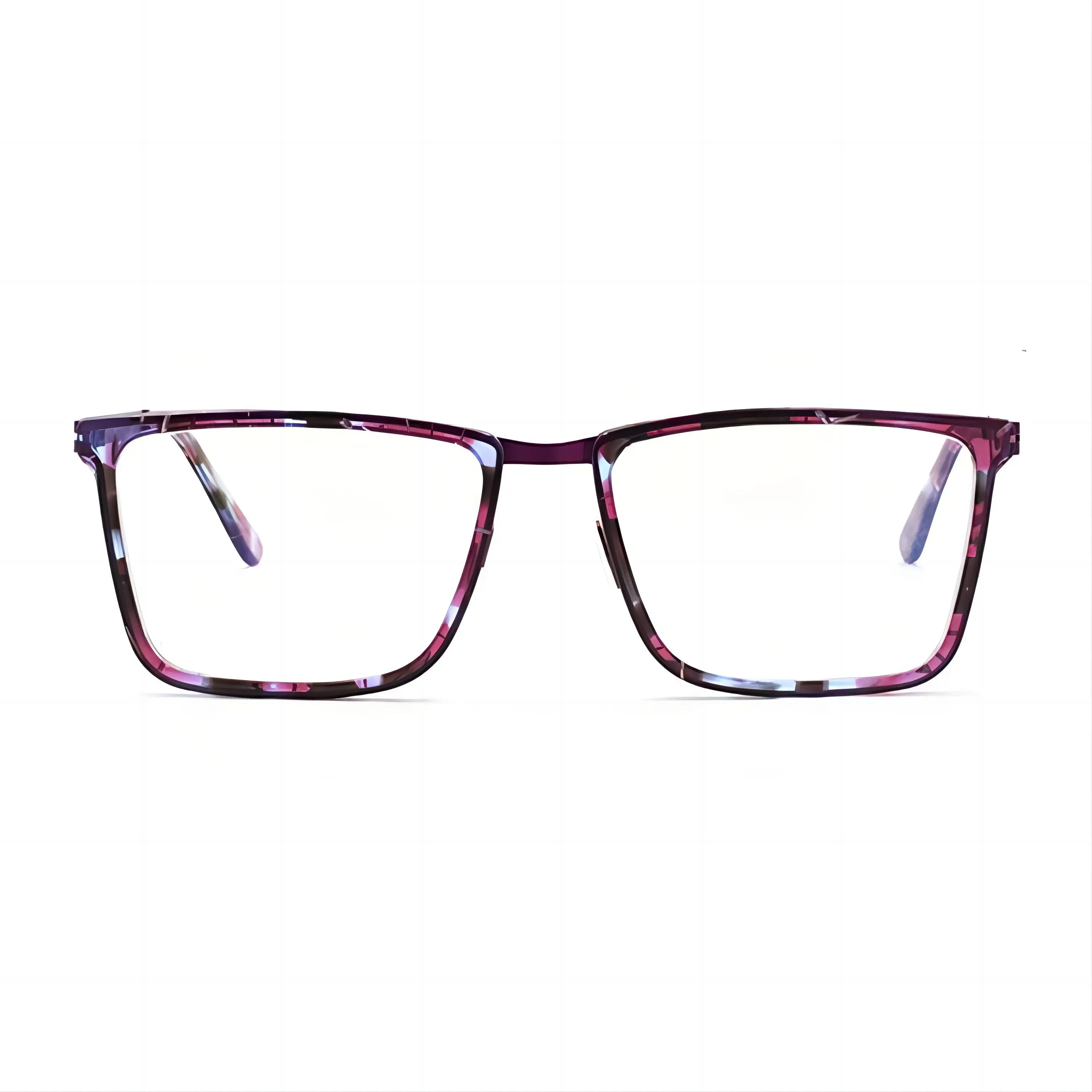 Popular Whole Sales Colorful Rectangle Glasses Acetate with Metal Frame Eyeglasses for Women Men