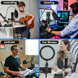 Professional Wired Condenser <b>Microphone</b> Kit Sound Card-Noise Cancelling LED Lighting Lightweight 1 Year Warranty Conference Use - Product Image 4