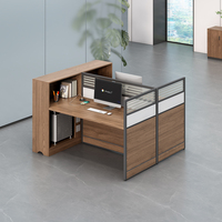 Bureau de direction moderne commercial de haute qualité Table de séparation simple marron avec armoire latérale Table de séparation en acrylique