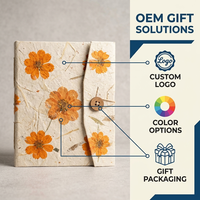 Cuaderno Promocional Hecho a Mano en China, Cuaderno de Alta Estética, con Cubierta de Papel con Textura de Planta Natural, Forma Cuadrada, UV
