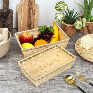 Panier à collation de style quotidien fait à la main pour le stockage des <span class=keywords><strong>fruits</strong></span> <span class=keywords><strong>secs</strong></span> et du pain Panier cadeau de <span class=keywords><strong>Noël</strong></span> tissé en copeaux de bambou - Product Image 4