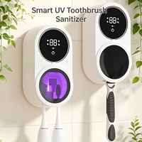 UVC-Sterilisator Wandmontiert Wiederaufladbar USB Typ C 99,9% Sterilisation Zahnbürsten-Sterilisatorbox Halter für Reisen und Badezimmer