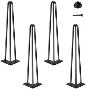 Pieds en acier robustes pour mobilier d'extérieur, salon, atelier, avec bases de protection et vis pour Mesa De Acero Muebles - Product Image 1